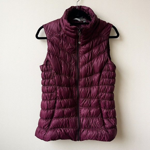 Athleta Jackets & Blazers - Athleta Goose Down Puffer Vest Jacket Womens Size Medium Burgundy EUC